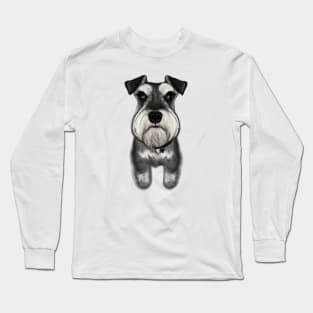 Cute Miniature Schnauzer Drawing Long Sleeve T-Shirt